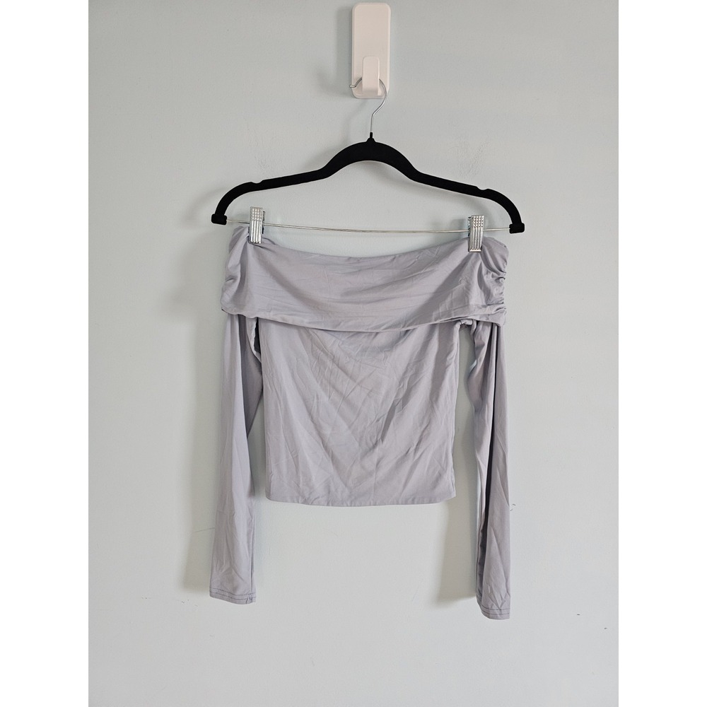Meshki Cropped Off The Shoulder Baby Blue Top Size Small